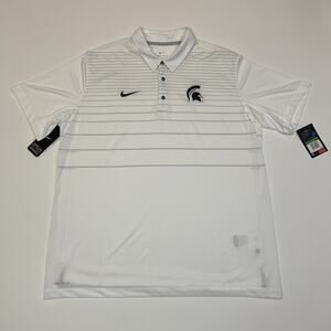 Nike Dri-FIT Michigan State Spartans Polo Mens XL White Green NWT NCAA